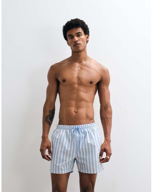 South Beach Blue Stripe Swim Short for men