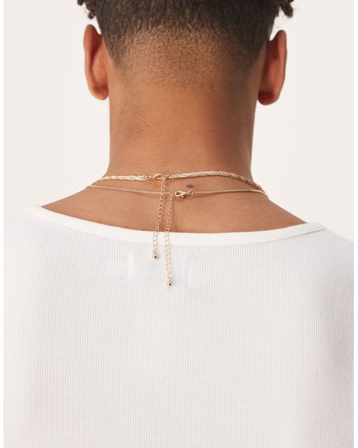 ASOS Natural 2 Pack Necklace With Enamel Pendant for men