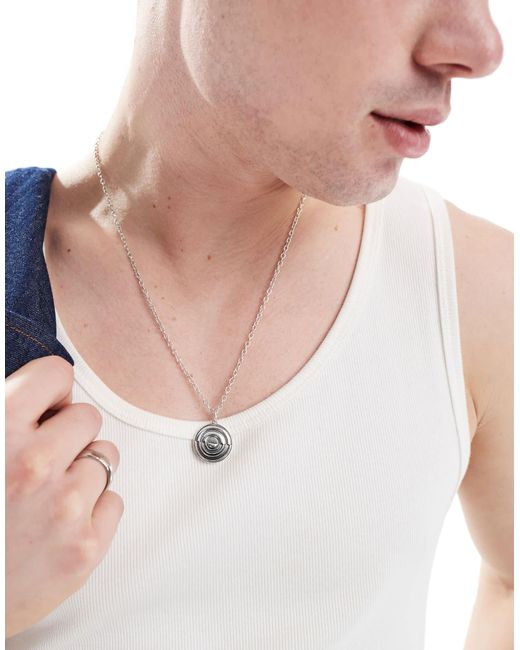 ASOS – farbene halskette mit rundem anhänger in Natural für Herren