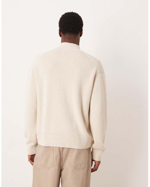 Abercrombie & Fitch Natural Heavyweight High Neck Zip Through Cardigan for men