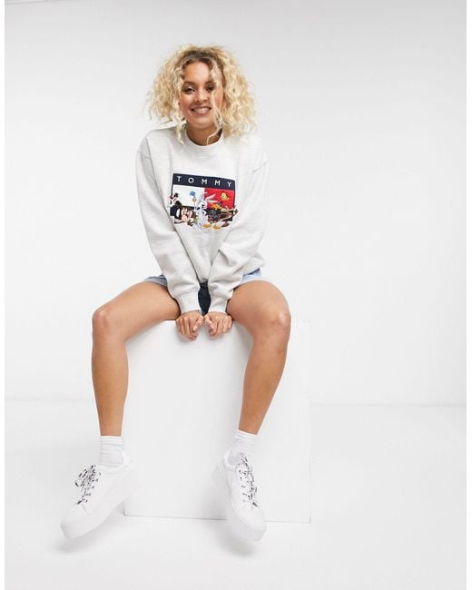 Tommy Hilfiger X Looney Tunes Logo Sweatshirt in Grey | Lyst UK