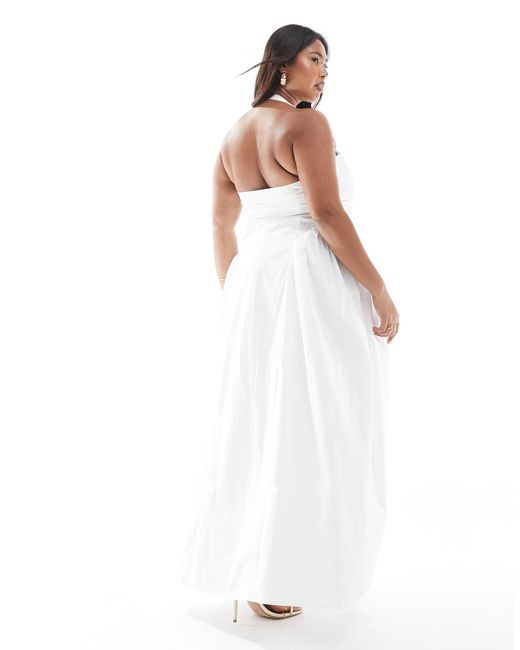 Robe longue dos nu en coton avec encolure carrée et plis sur les hanches 4th & Reckless en coloris White