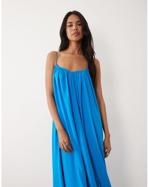 ASOS Blue Strappy Cami Maxi Trapeze Dress