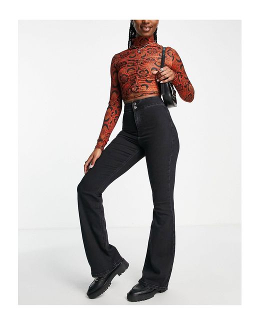 TOPSHOP Cotton Joni Flare Jeans in 