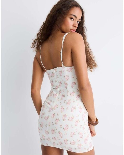 Stradivarius White Short Bodice Dress