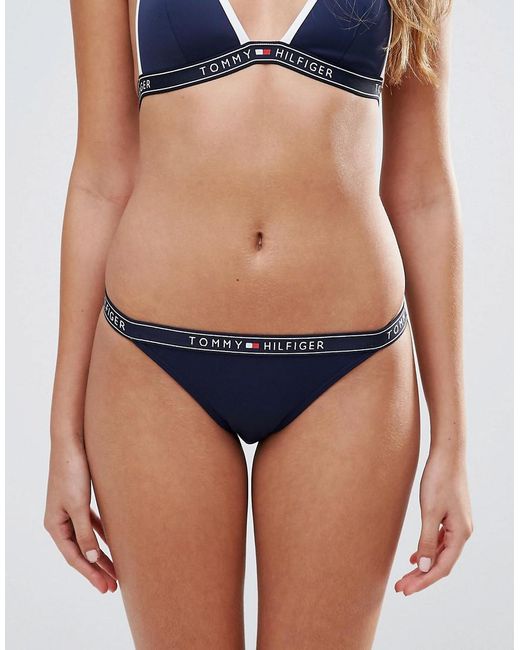 Tommy Hilfiger Logo Tape Bikini Bottom in Blue