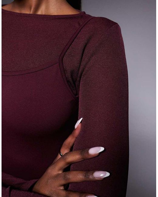 ASOS Purple Long Sleeve Double Layer Maxi Dress