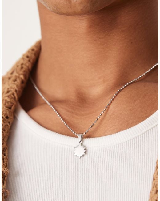 ASOS White Waterproof Stainless Sun Pendant Necklace With Ball Chain for men