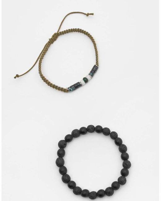 Confezione Da 4 Bracciali Misti di Pull&Bear in Natural da Uomo