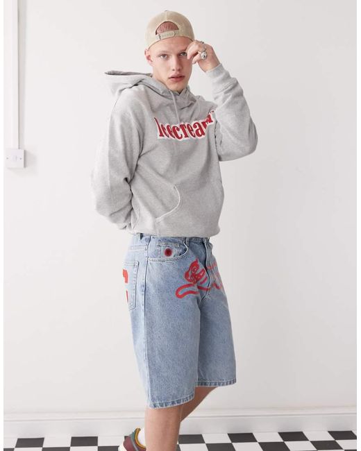 ICECREAM White Running Dog Denim Shorts for men
