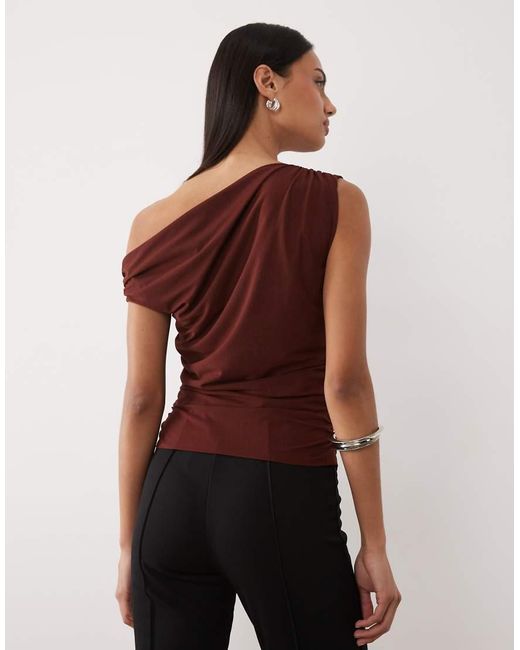 Mango Red Asymmetric Ruched Side Sleeveless Top