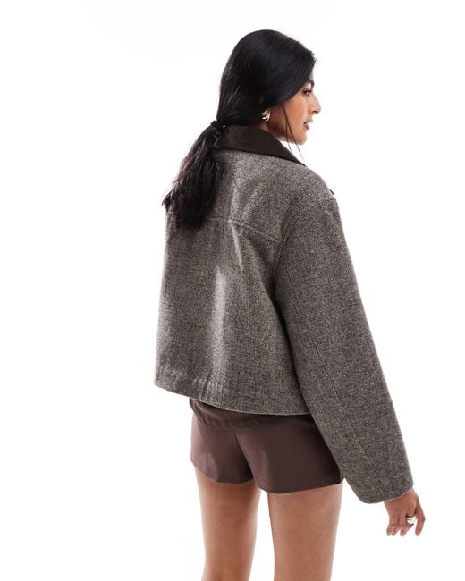 ASOS Brown Wool Blend Top Collar Jacket