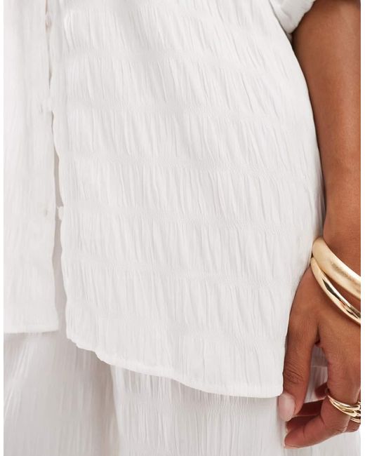esmé studios White Esmee Exclusive Textured Oversized Beach Shirt Co-Ord