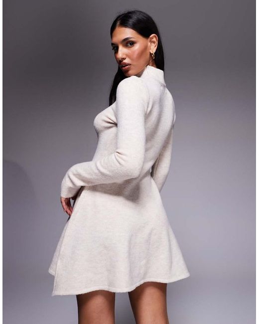 Kaiia Purple Exclusive Knitted High Neck Skater Mini Dress