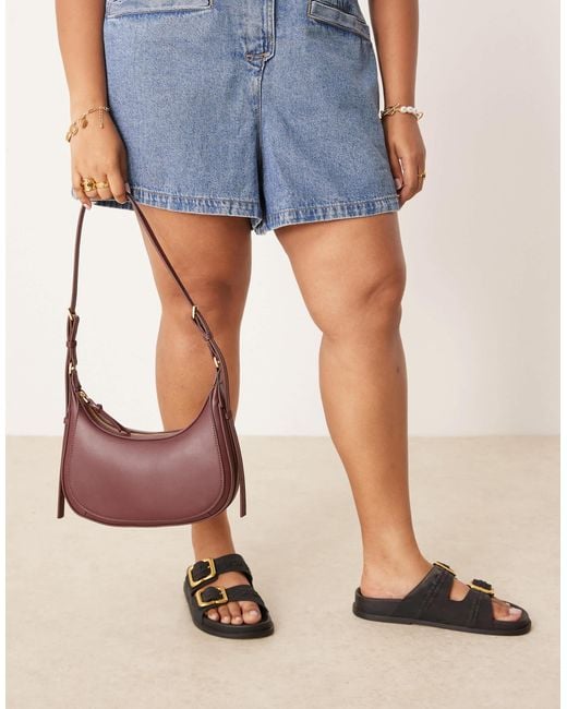 Mango Red Classic Half Moon Cross Body Bag