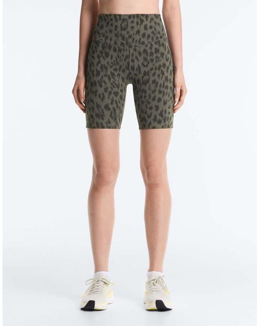 Oysho Green Evermove High-Rise 20Cm Leopard Print Shorts