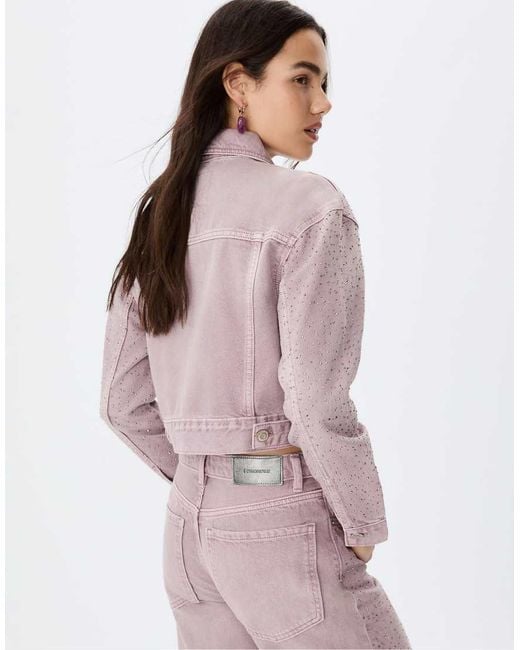 Stradivarius Purple Shimmer Denim Jacket