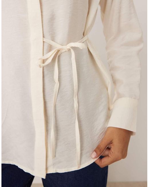 Jdy Natural Relaxed Fit Shirt With Side Tie Detail