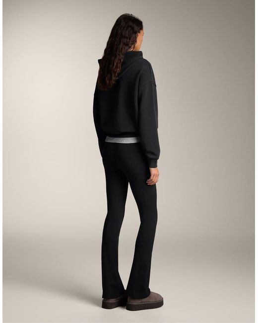 Oysho Black High Rise Warm Flare Trousers