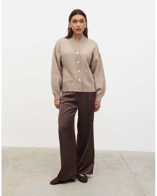Pretty Lavish Natural Chunky Knit Buttoned Bomber