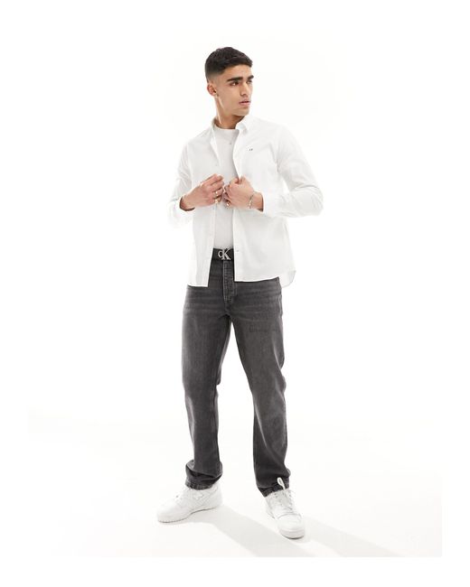 Calvin Klein White Poplin Stretch Slim Shirt for men