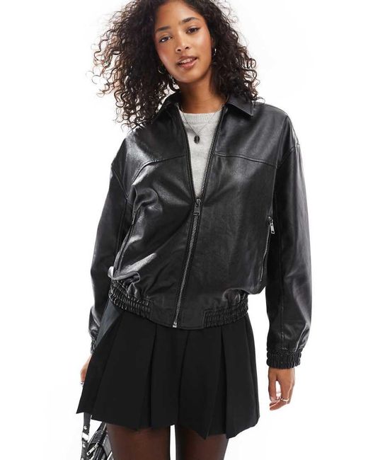 Pull&Bear Dad Jack Van Imitatieleer in het Black