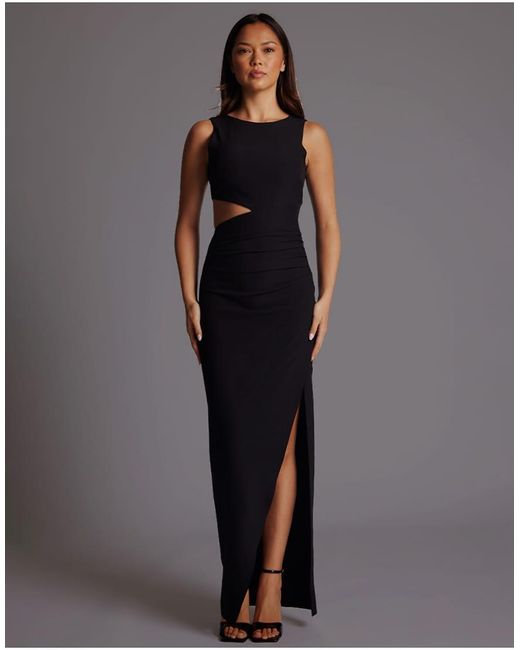 Vesper Blue Ruched Maxi Dress With Cut Out Detail