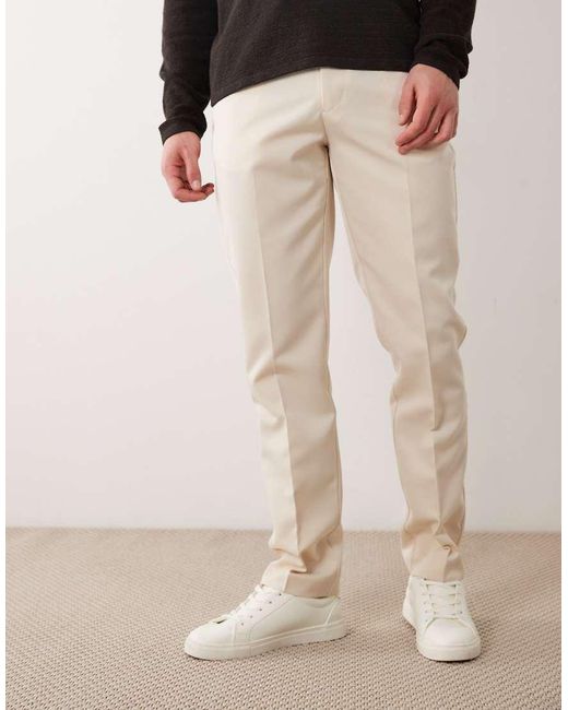 ASOS Natural Tailored Slim Trousers for men