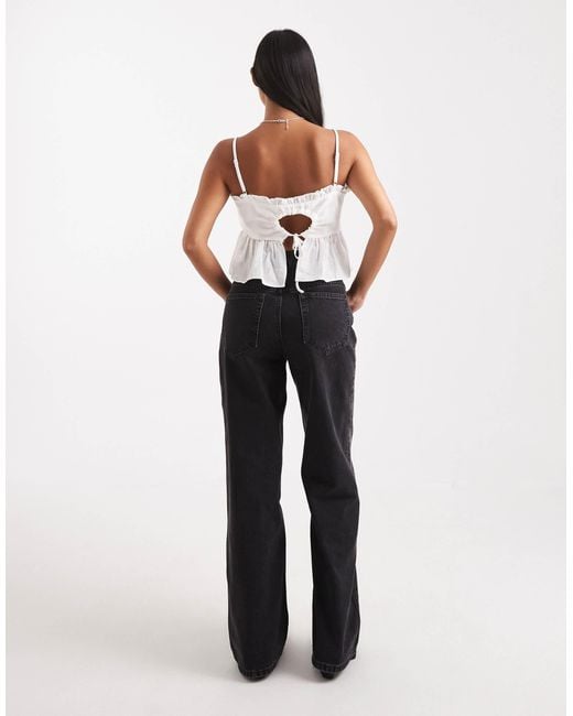 ASOS White Asos Design Petite Wide Leg Dad Jeans