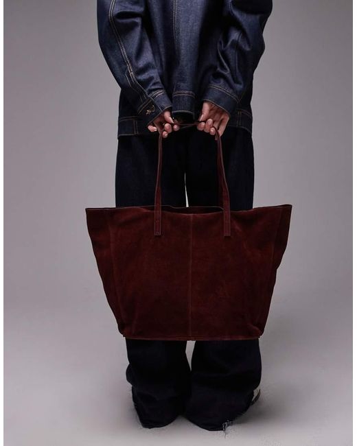 Mango Suède Schouder Tote Tas in het Blue