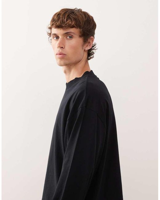 Collusion Black Boxy Long Sleeve T-shirt for men