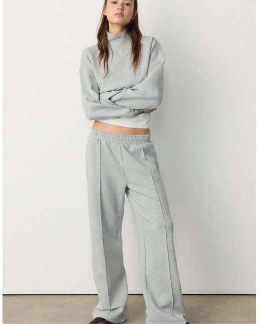 Stradivarius Gray Joggers With Interlock Detail