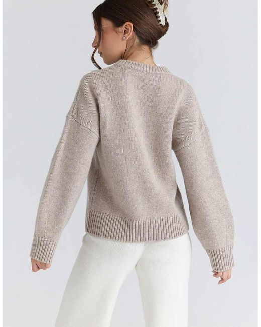 House Of Cb Gray Bear Oatmeal Wool Chunky Knit Sweater