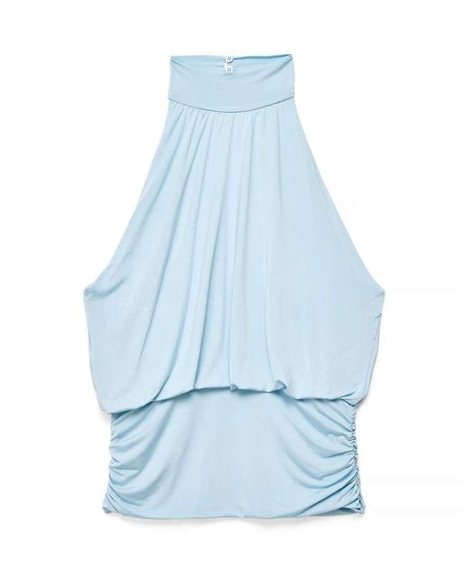 NA-KD Blue Jersey Halterneck Open Back Top