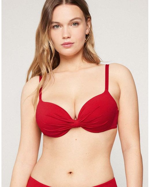 Tezenis Red Timeless Look Ruched Bikini Top