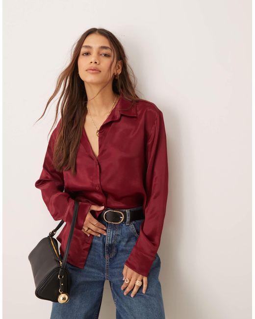 oversized satin button down shirt