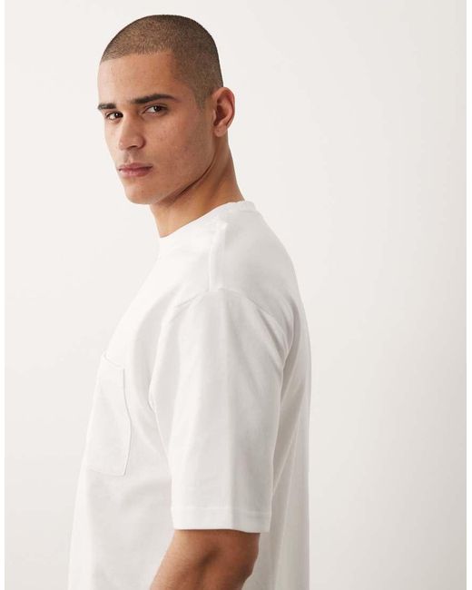 SELECTED White Oversized Pocket T-shirt for men