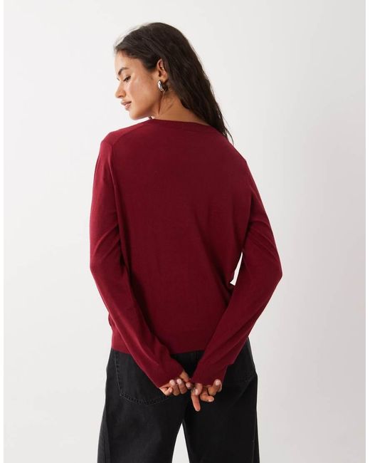 Mango Red Round Neck Lightweight Jumper