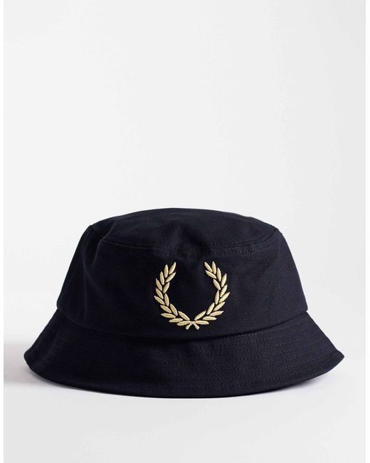 Fred Perry Blue Large Logo Canvas Bucket Hat for men