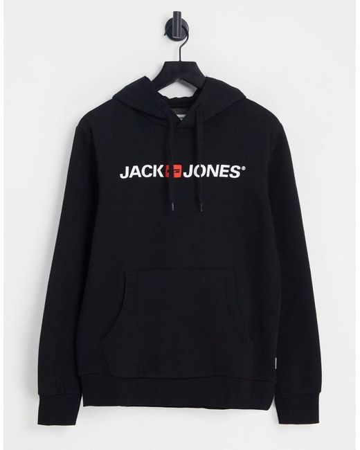 Jack & Jones Black Essentials Logo Hoodie for men
