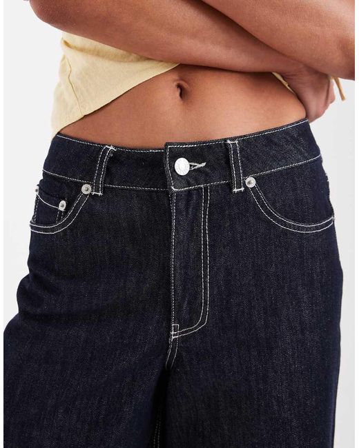 JJXX Blue Tokyo Wide Denim Jorts With Turn-ups