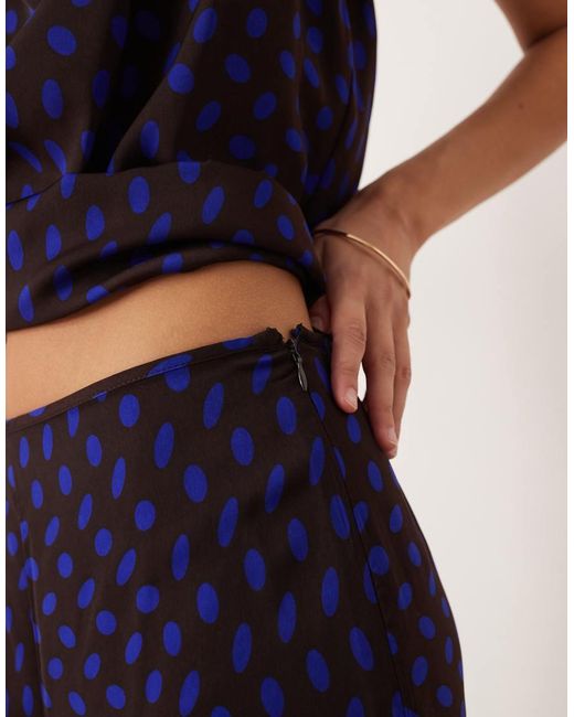 Mango Blue Satin Wide Leg Trouser Co-ord