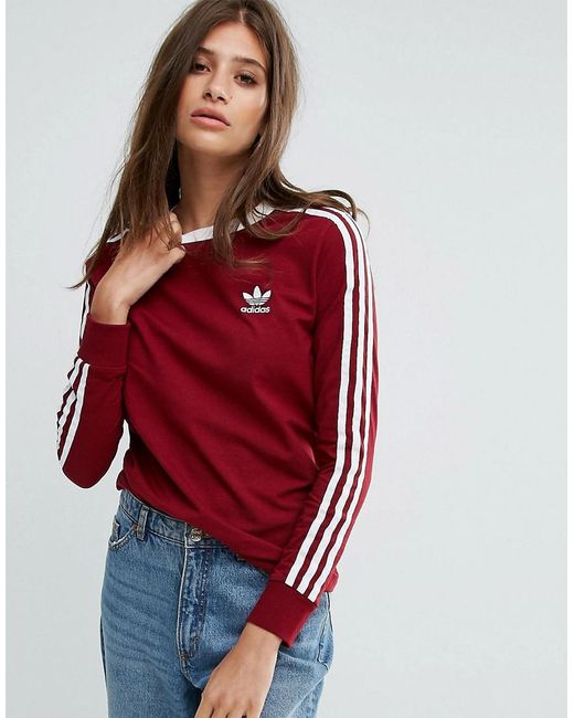 red adidas long sleeve top womens