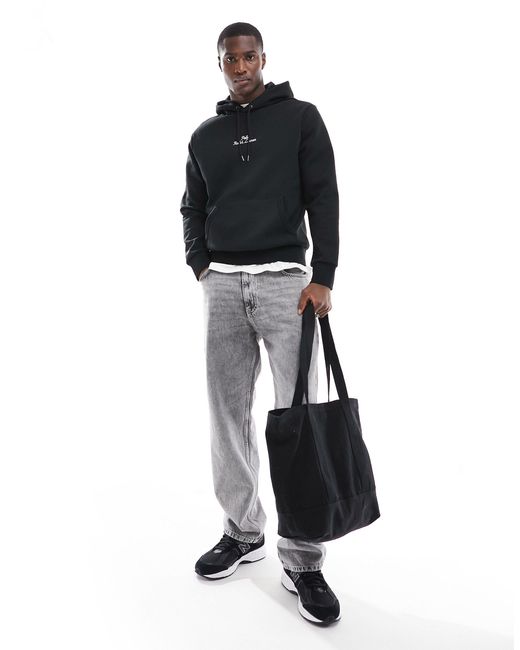 Polo Ralph Lauren Black Central Logo Double Knit Hoodie for men