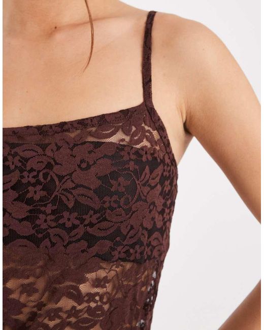 Collusion Brown Square Neck Cami Dress