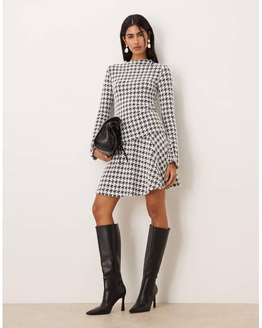 Vila White Dogstooth High Neck Knitted Top Co-ord
