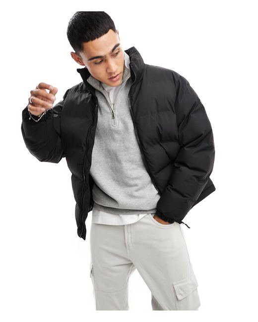 Pull&Bear Black Puffer Jacket for men
