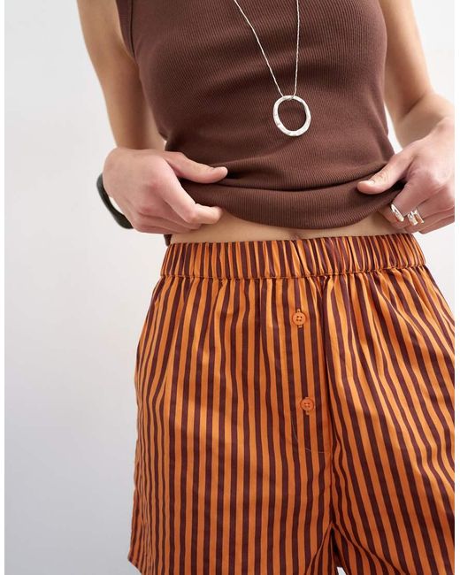 TOPSHOP Brown Stripe Boxer Short