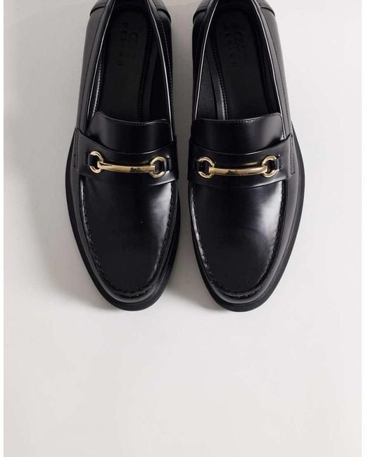 ASOS Black Penny Loafers With Gold-tone Snaffles for men