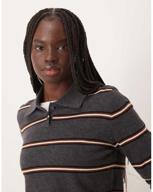Mango Brown Long Sleeve Polo Top